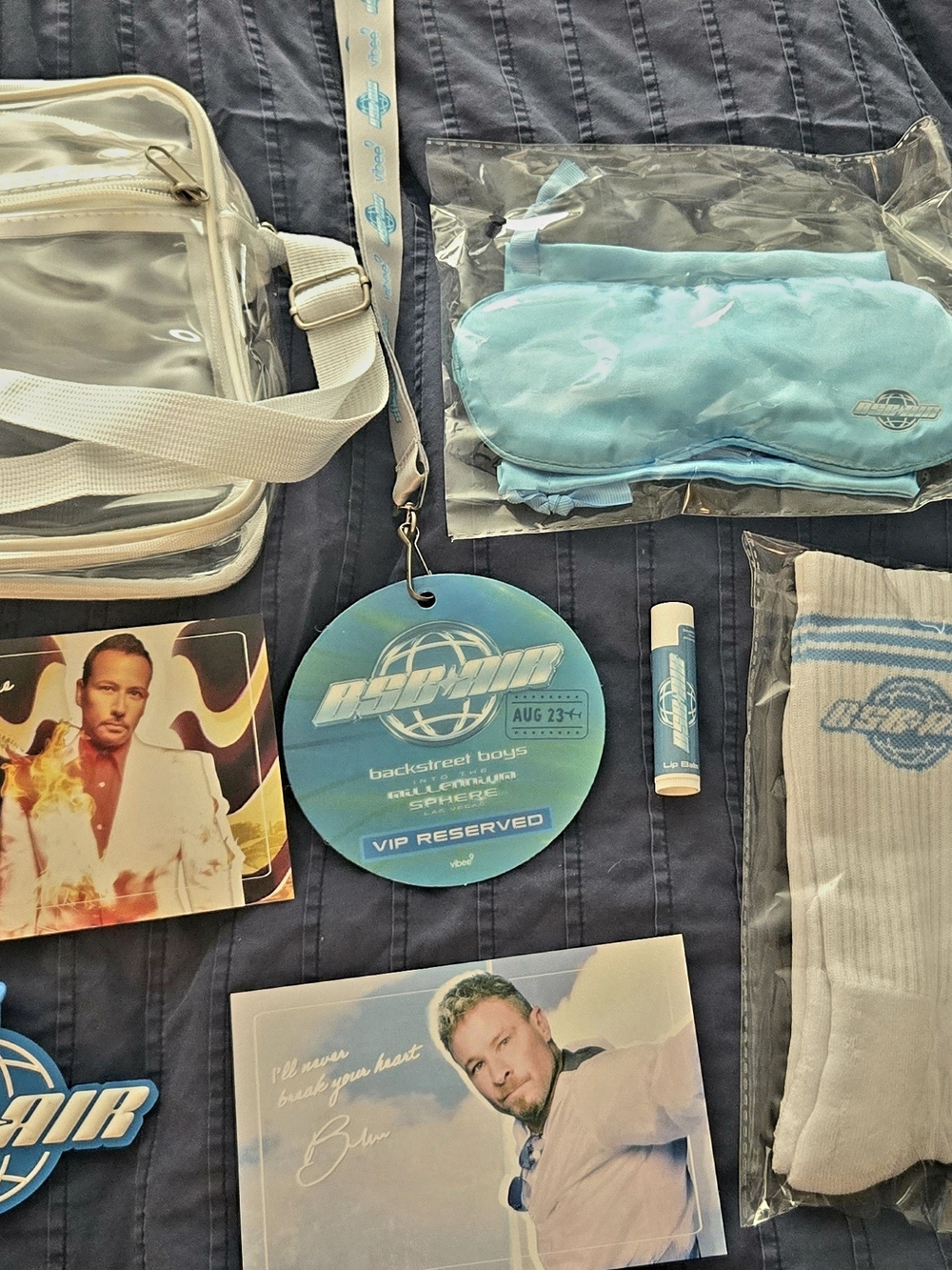 Backstreet Boys Blue VIP Travel Kit - Eye Mask,  Socks, Lanyard & Lip Balm.